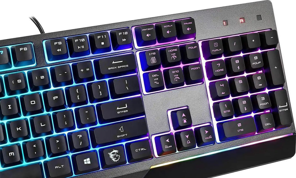 MSI Vigor GK30 Gaming Keyboard - Mechanical Membrane Switches, 6-Zone RGB, Water Repellent & Splash-Proof, 5000 DPI - Black