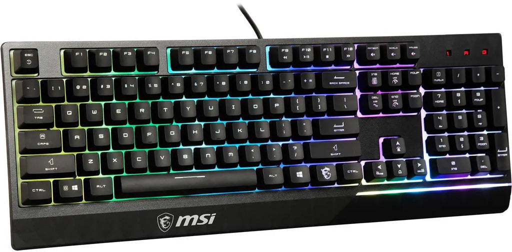 MSI Vigor GK30 Gaming Keyboard - Mechanical Membrane Switches, 6-Zone RGB, Water Repellent & Splash-Proof, 5000 DPI - Black